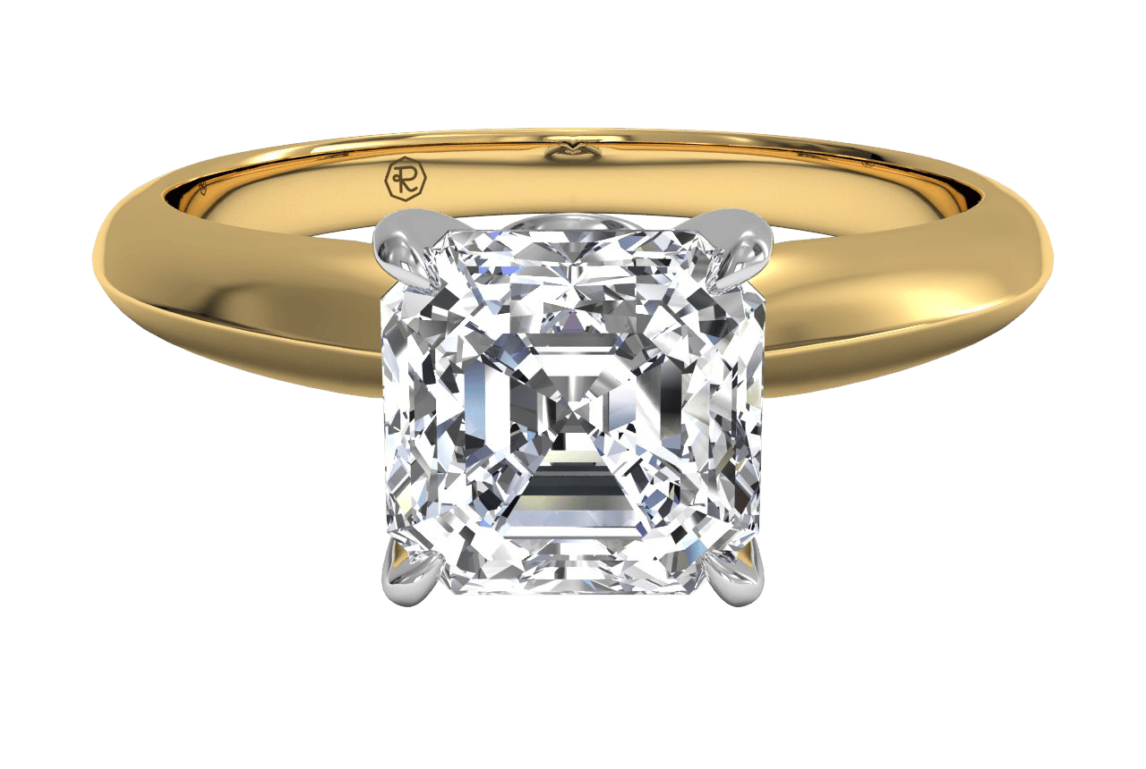 The Althea Asscher Cut 18kt Yellow Gold Solitaire Knife-Edge Engagement Ring