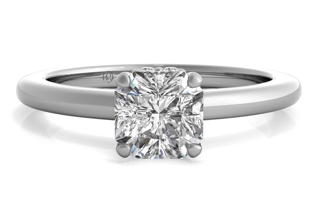 The Callista Asscher Cut Platinum Solitaire Diamond Gallery Engagement Ring