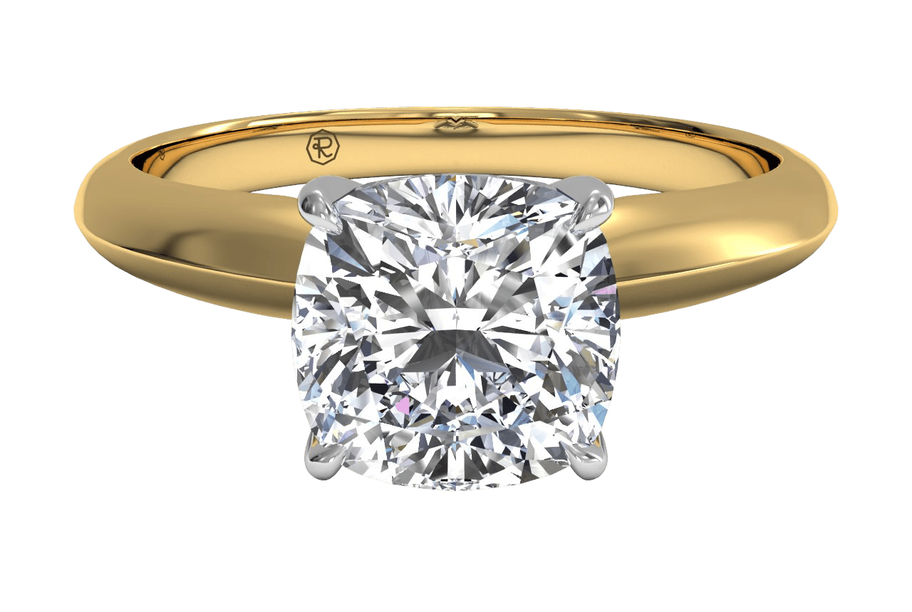The Althea Cushion Cut 18kt Rose Gold Solitaire Knife-Edge Engagement Ring