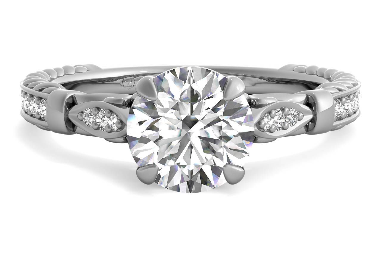 The Jolie Round Cut Platinum Braided Scroll Engagement Ring