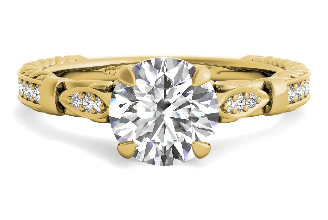 The Jolie Round Cut 18kt Yellow Gold Braided Scroll Engagement Ring
