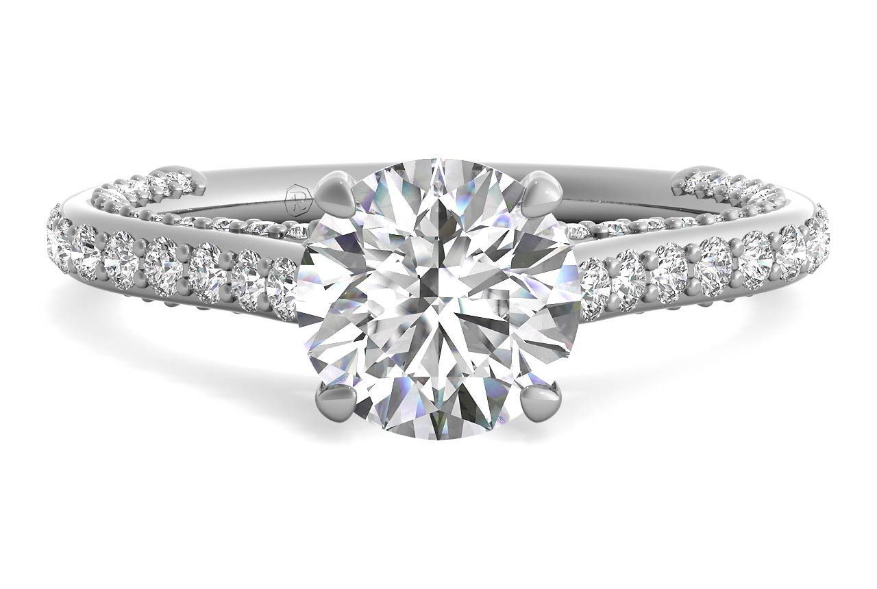 The Xenia Round Cut Platinum Three Row Diamond Engagement Ring