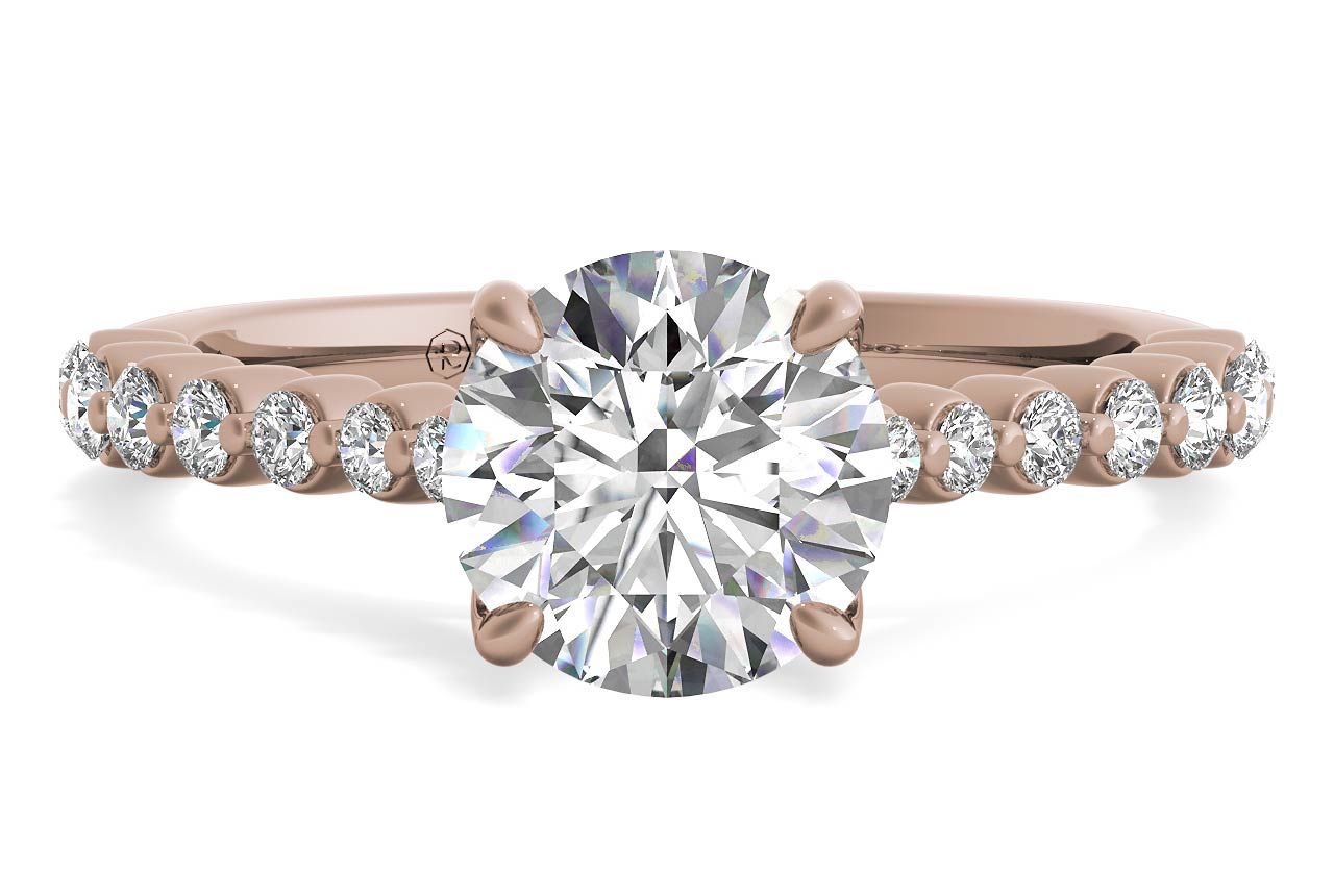 The Mikaela Round Cut 18kt Rose Gold Floating Diamond Engagement Ring