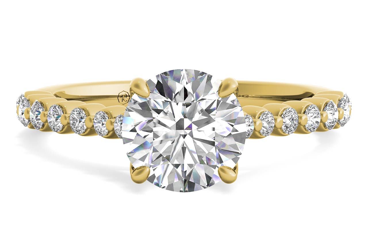 The Mikaela Round Cut 18kt Yellow Gold Floating Diamond Engagement Ring