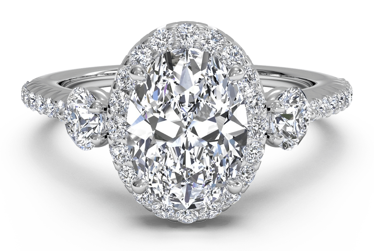 The Lina Oval Cut Platinum Tapered Channel-Set Diamond Band Engagement Ring