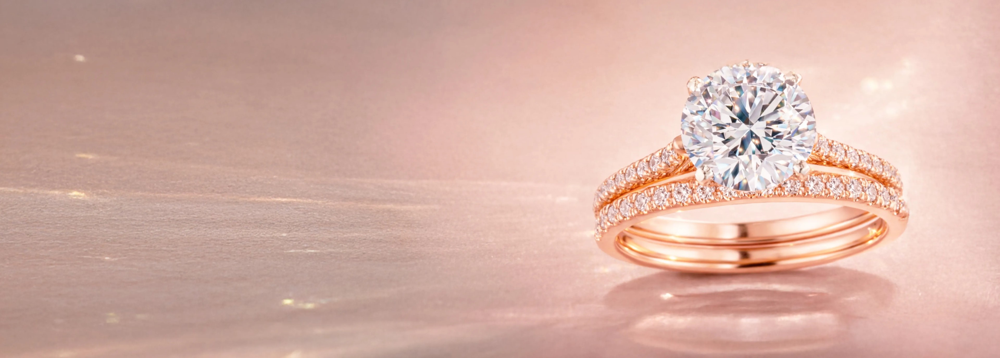 Round Diamond Engagement Ring and matching Wedding Band