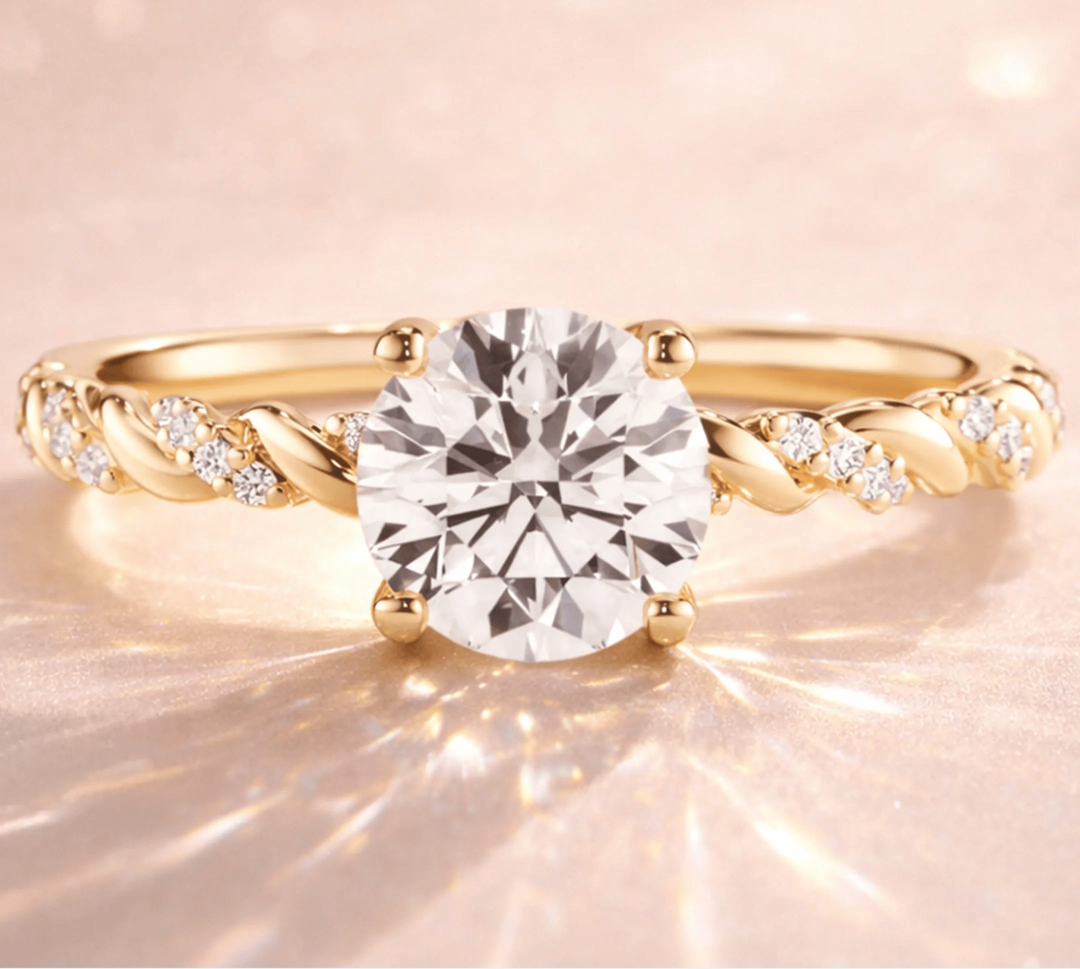 Gold Round Diamond Engagement Ring