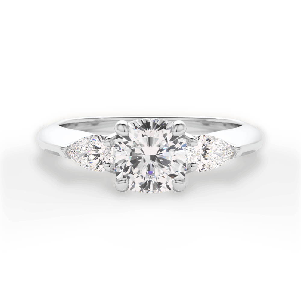 14kt White Gold/18kt White Gold/Platinum/cushion/top