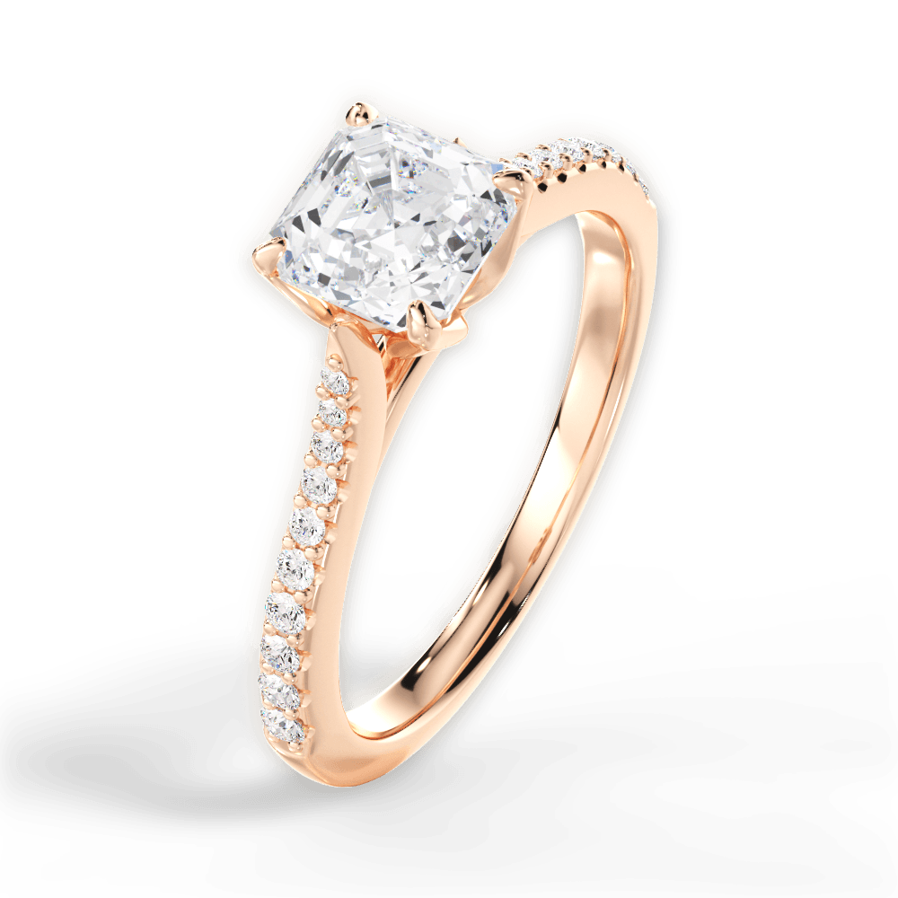 14kt Rose Gold/18kt Rose Gold/asscher/perspective