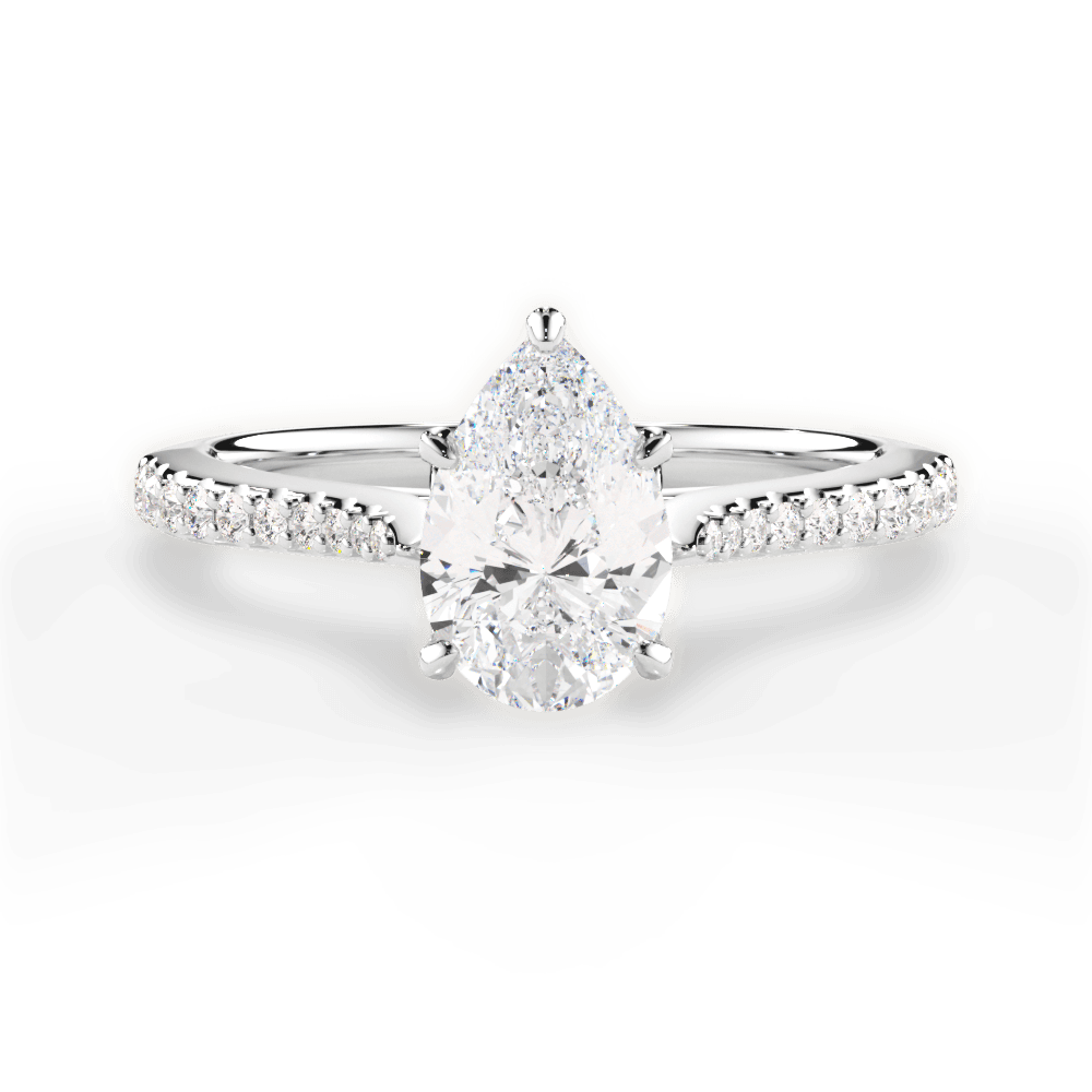 14kt White Gold/18kt White Gold/Platinum/pear/top