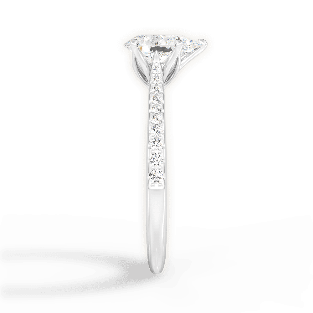 14kt White Gold/18kt White Gold/Platinum/pear/side