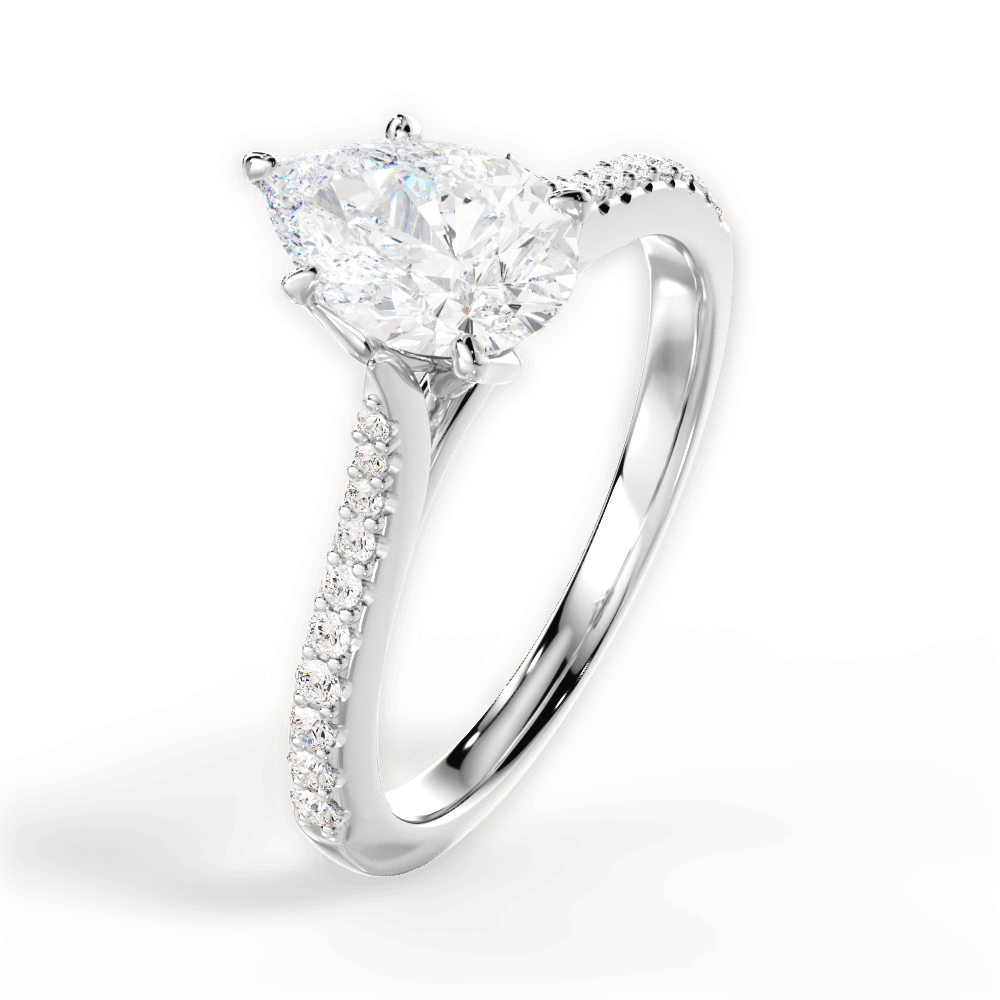 14kt White Gold/18kt White Gold/Platinum/pear/perspective