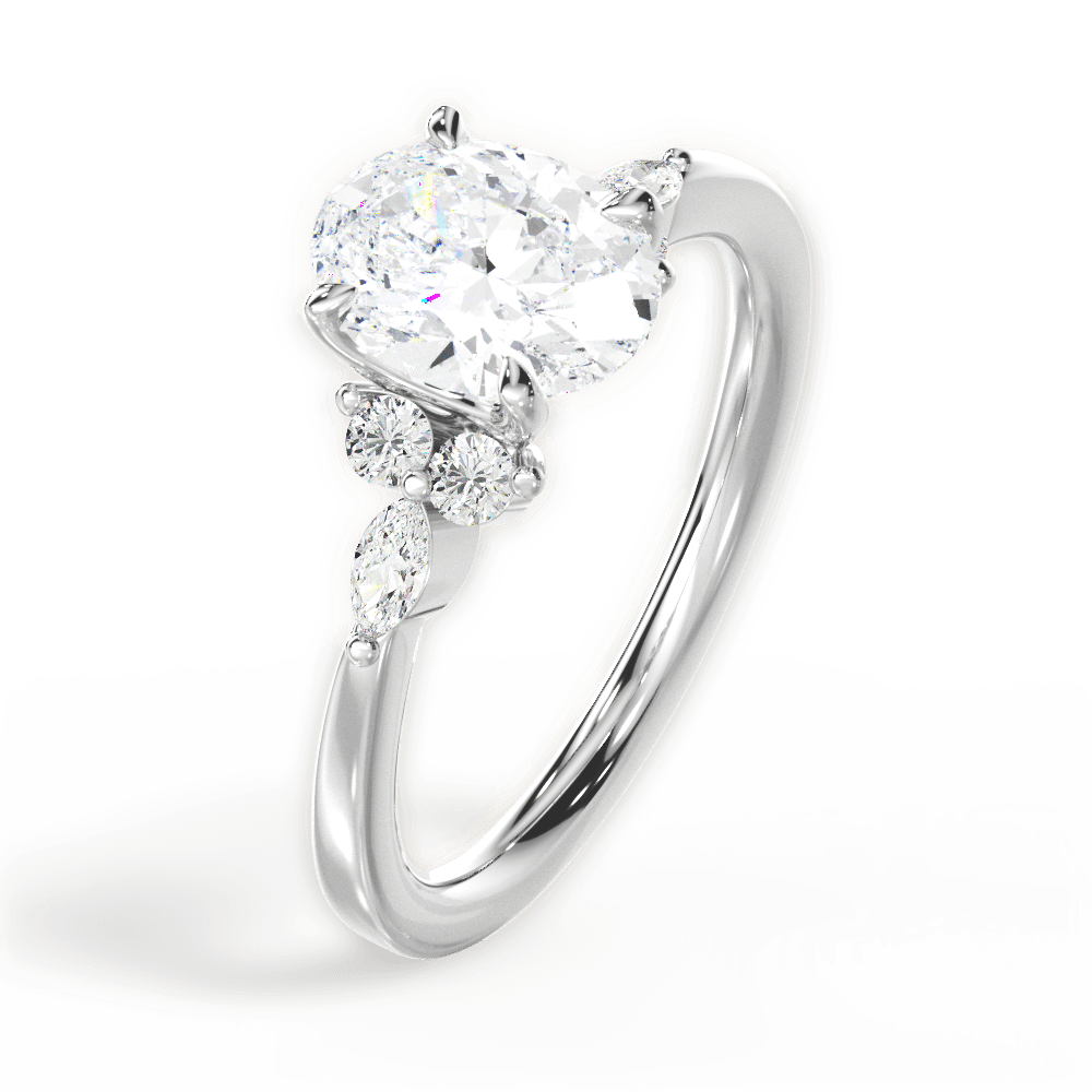 14kt White Gold/18kt White Gold/Platinum/oval/perspective