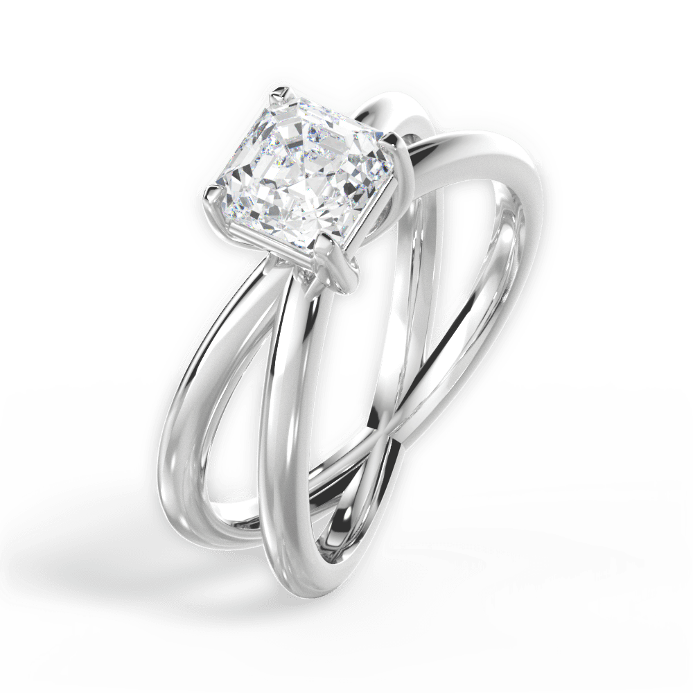 14kt White Gold/18kt White Gold/Platinum/asscher/perspective