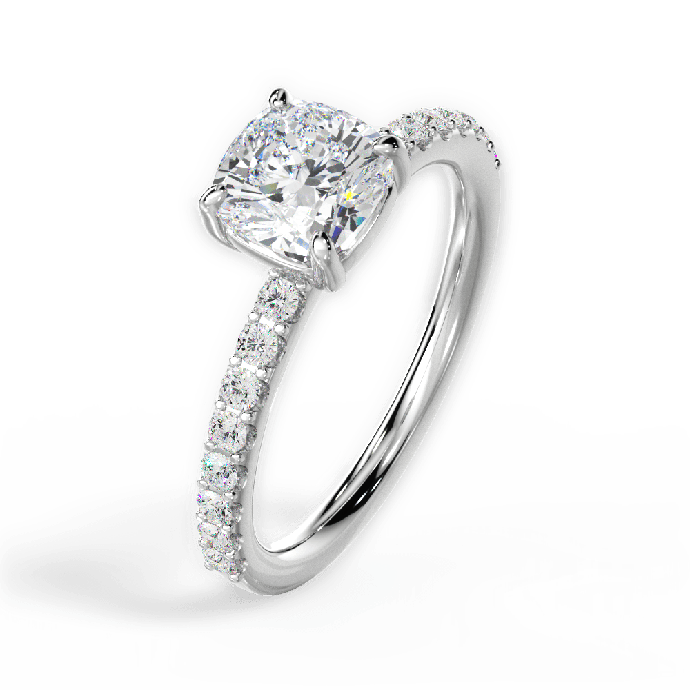 14kt White Gold/18kt White Gold/Platinum/cushion/front