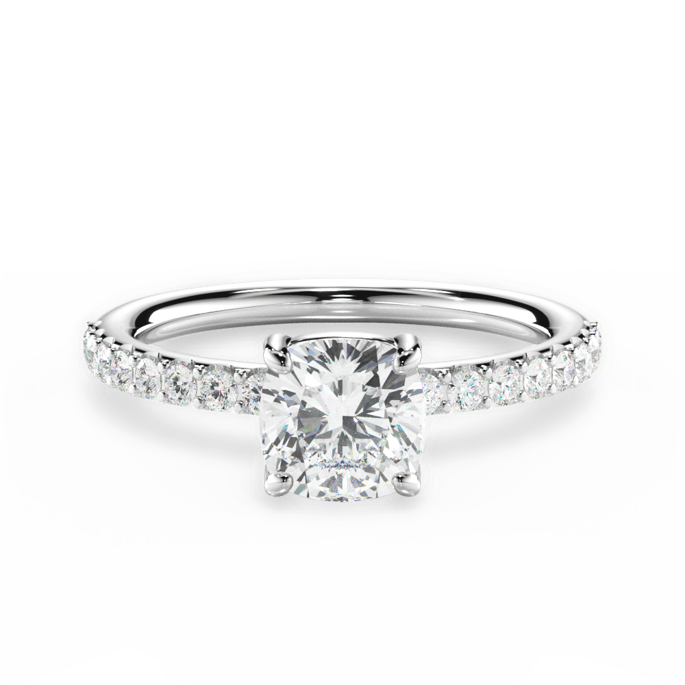 14kt White Gold/18kt White Gold/Platinum/cushion/top