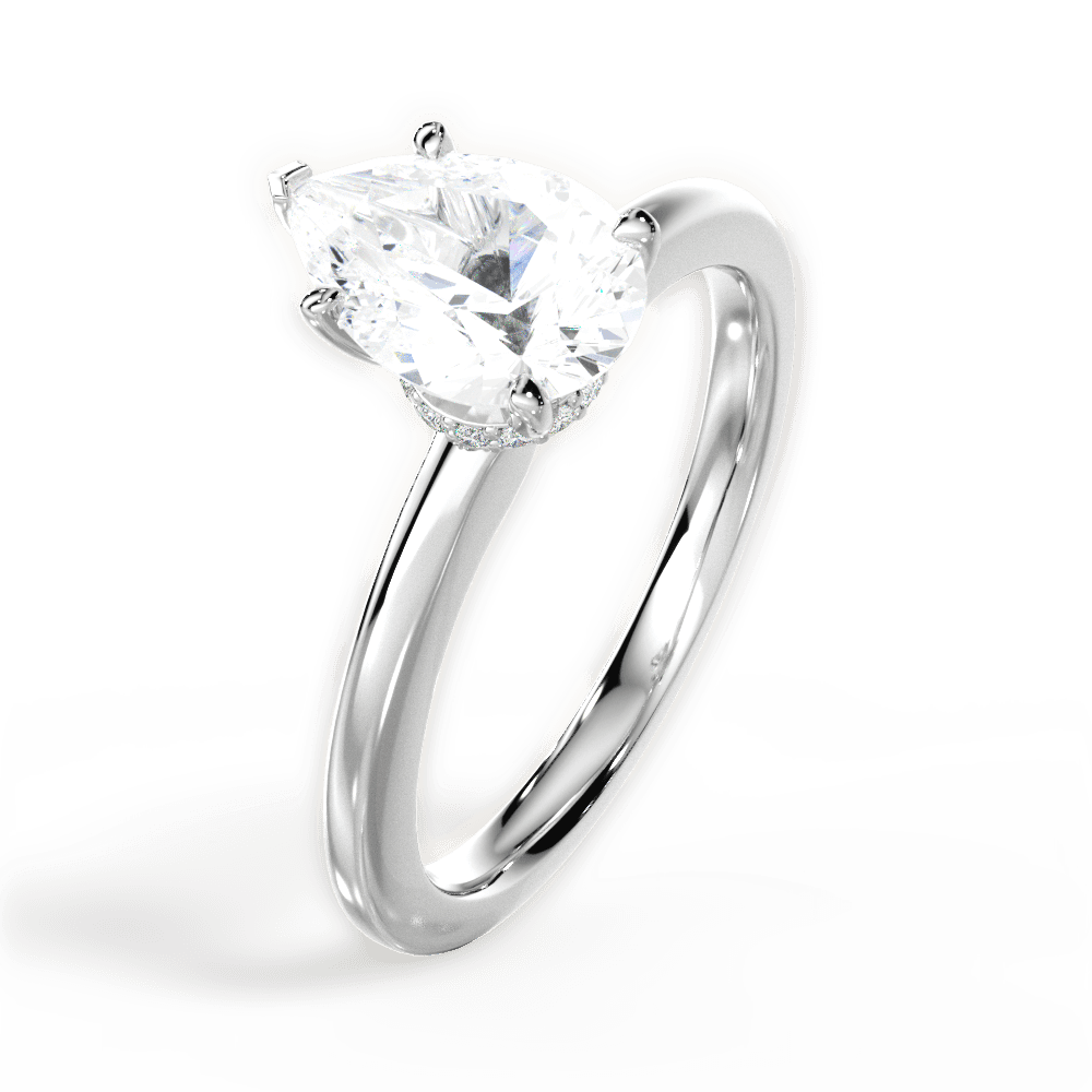14kt White Gold/18kt White Gold/Platinum/pear/side