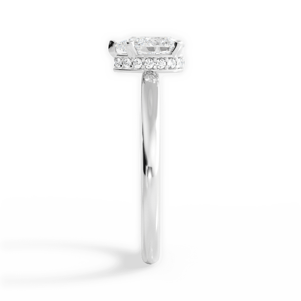 14kt White Gold/18kt White Gold/Platinum/pear/side