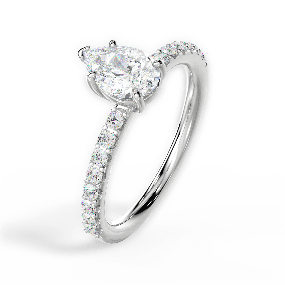 14kt White Gold/18kt White Gold/Platinum/pear/side