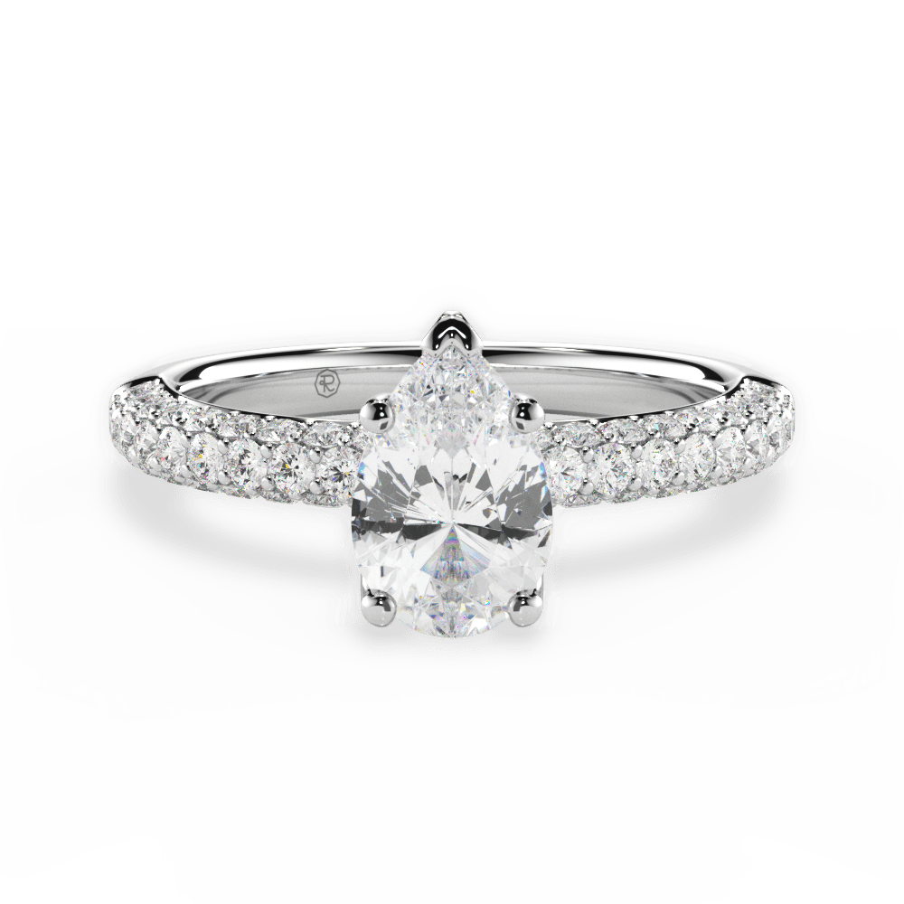 14kt White Gold/18kt White Gold/Platinum/pear/top