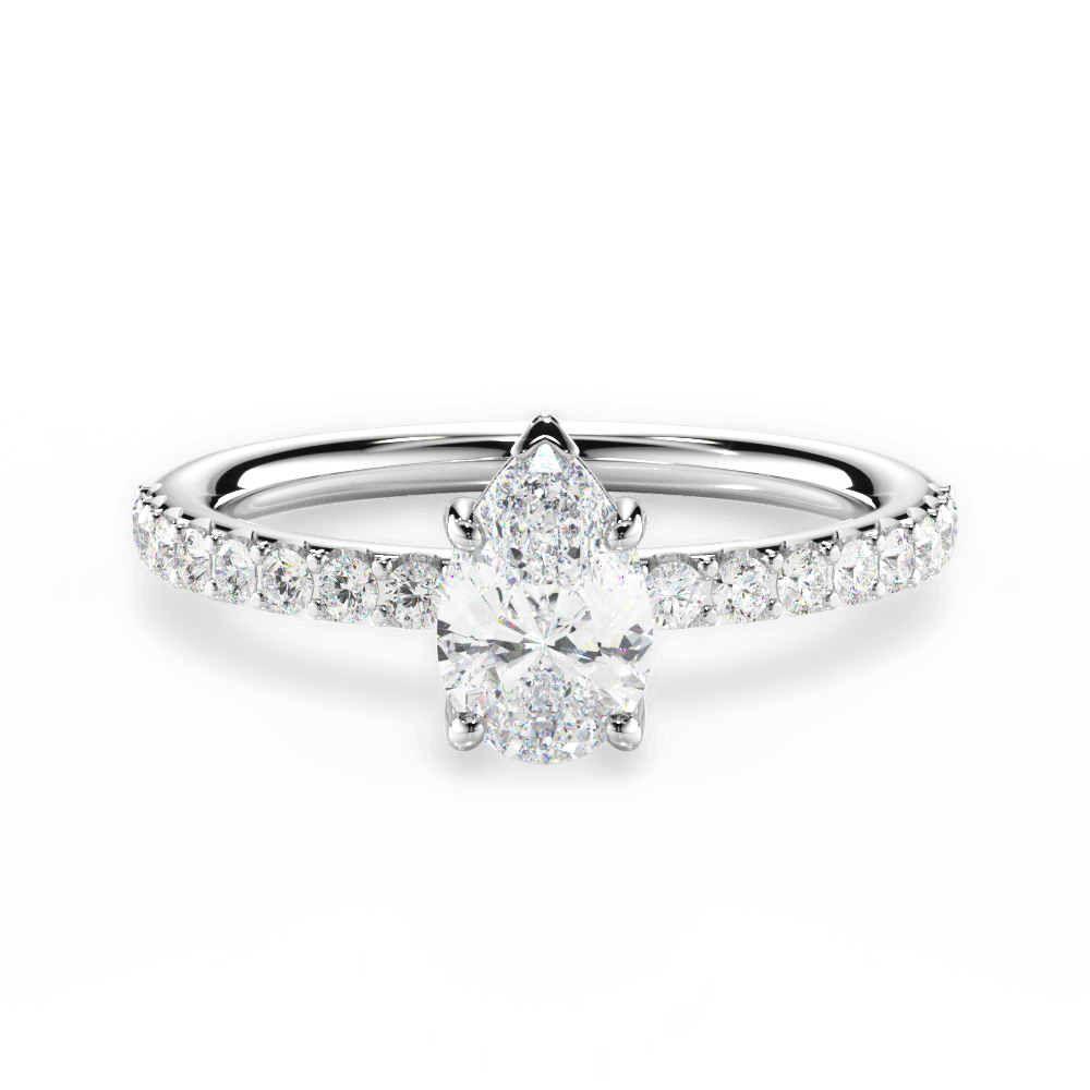 14kt White Gold/18kt White Gold/Platinum/pear/top