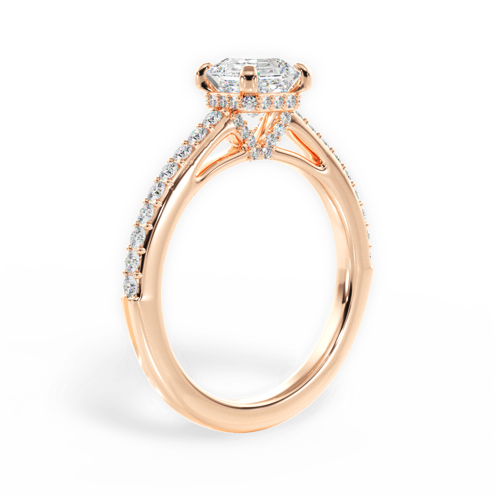14kt Rose Gold/18kt Rose Gold/asscher/front