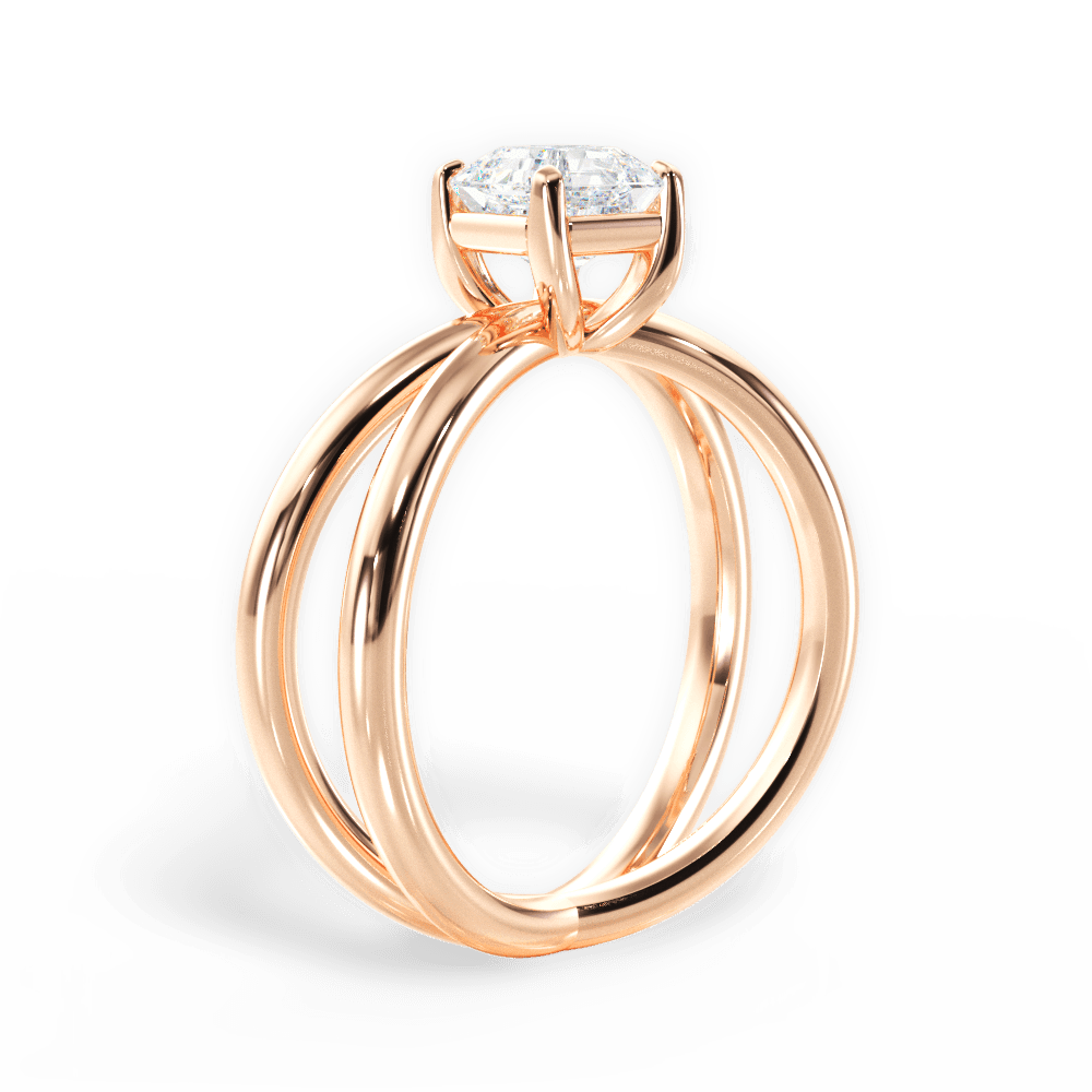 14kt Rose Gold/18kt Rose Gold/asscher/front