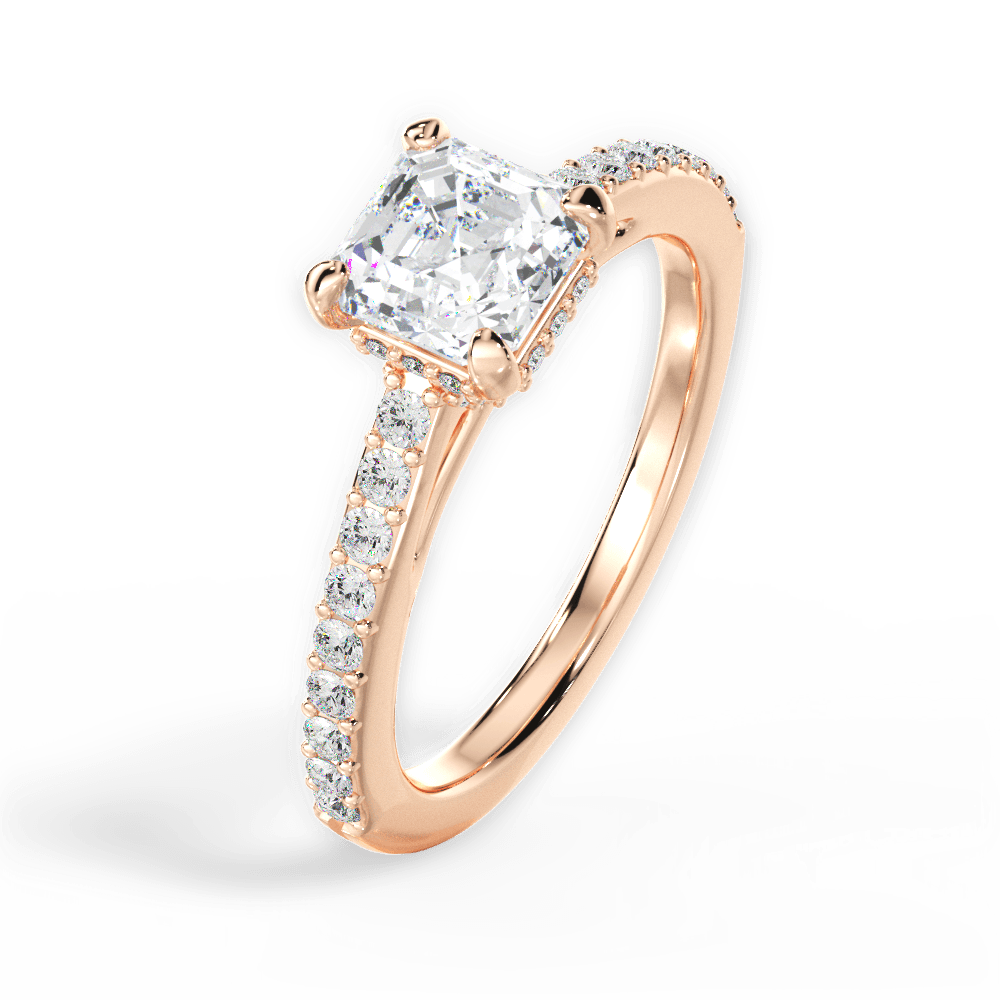 14kt Rose Gold/18kt Rose Gold/asscher/perspective