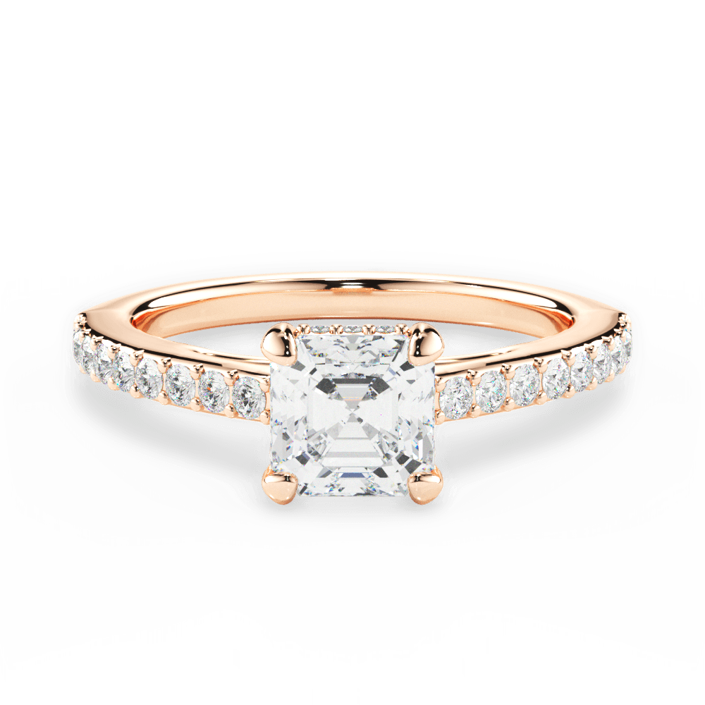 14kt Rose Gold/18kt Rose Gold/asscher/top