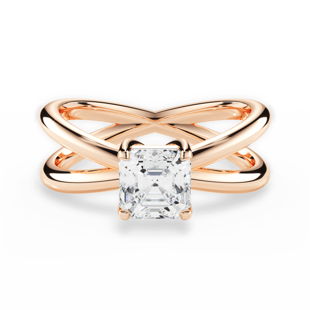 14kt Rose Gold/18kt Rose Gold/asscher/top