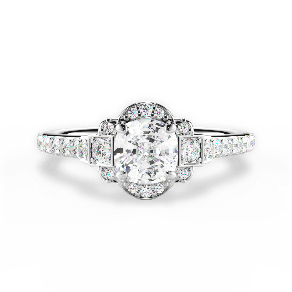 14kt White Gold/18kt White Gold/Platinum/cushion/top