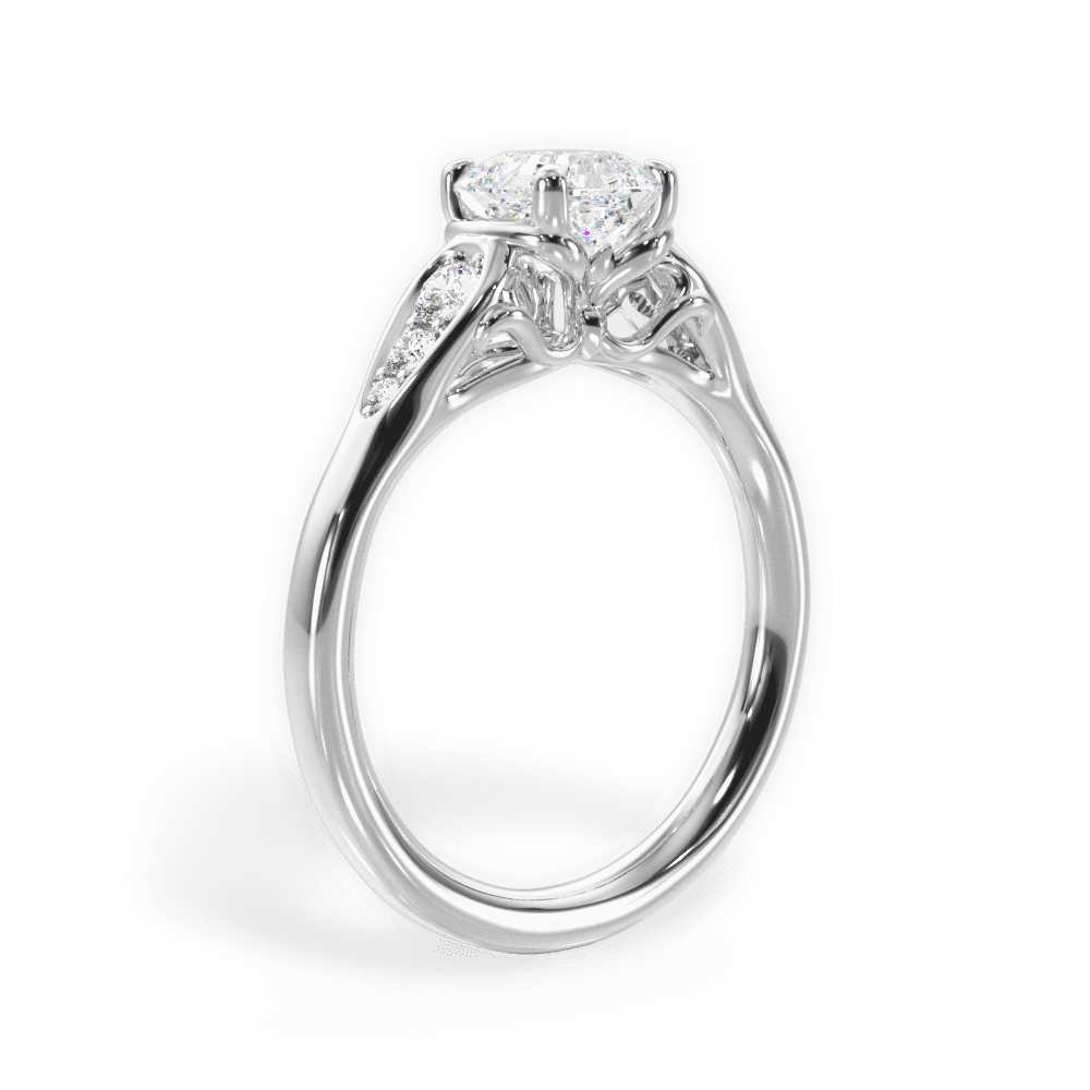 14kt White Gold/18kt White Gold/Platinum/asscher/front