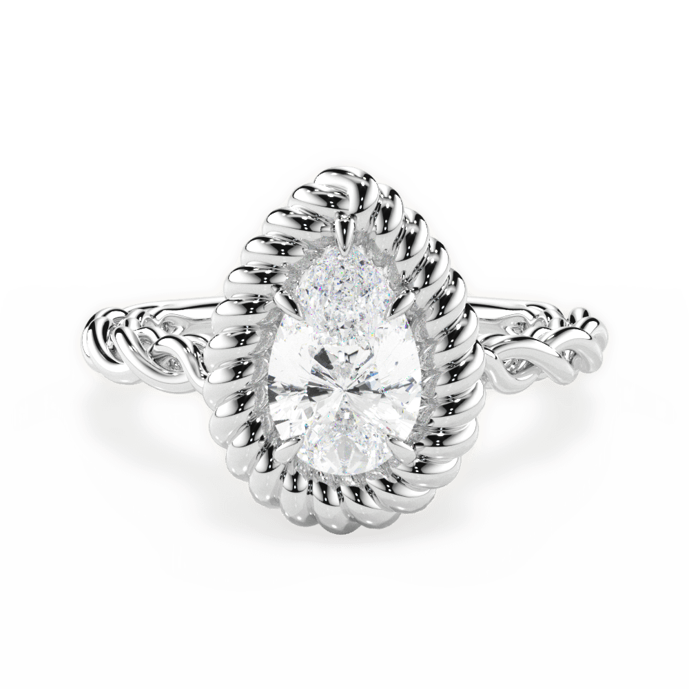 14kt White Gold/18kt White Gold/Platinum/pear/top