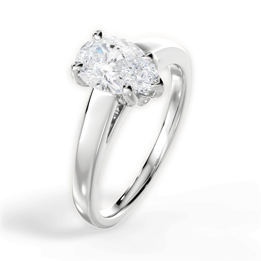 14kt White Gold/18kt White Gold/Platinum/pear/perspective