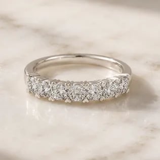 seven stone ring on marble table