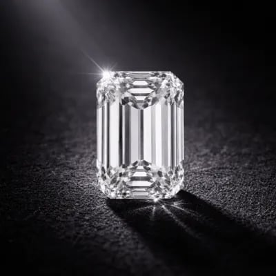 emerald cut diamond on a black background