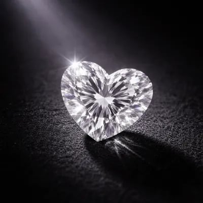 heart shaped diamond on a black background