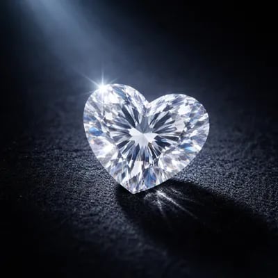 heart shaped natural diamond on a black background