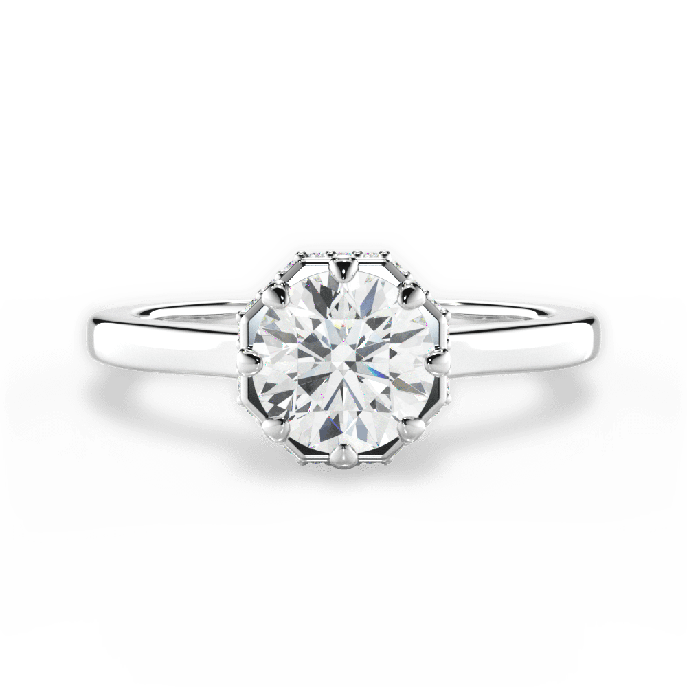 14kt White Gold/18kt White Gold/Platinum/round/top