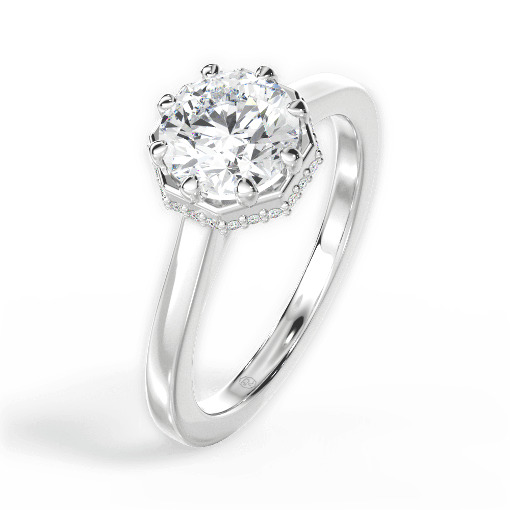 14kt White Gold/18kt White Gold/Platinum/round/perspective