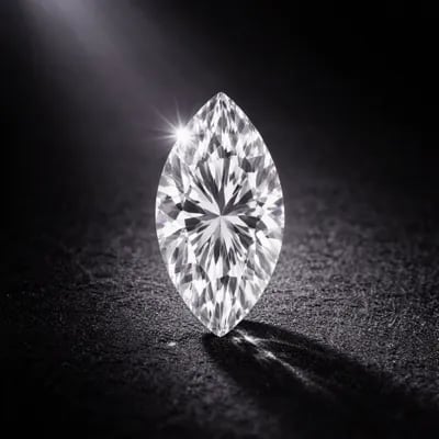 marquise cut diamond on a black background