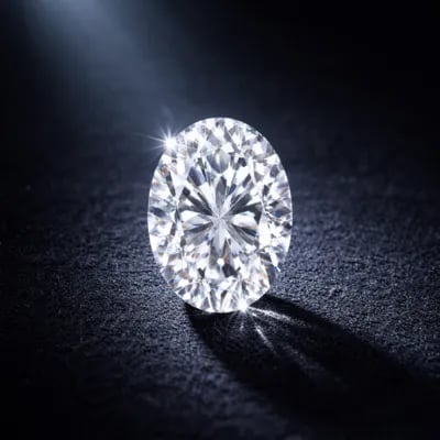 oval cut natural diamond on a black background