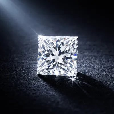 princess cut natural diamond on a black background