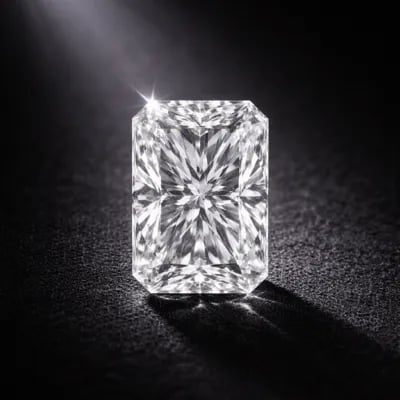 radiant cut diamond on a black background