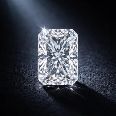 radiant cut natural diamond on a black background
