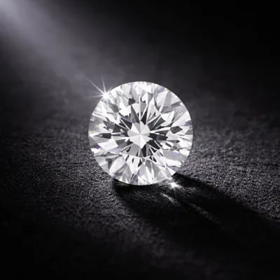 round cut diamond on a black background
