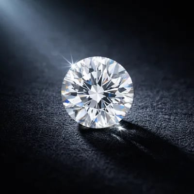 round cut natural diamond on a black background
