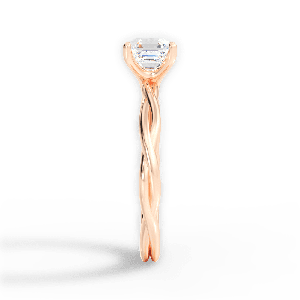 14kt Rose Gold/18kt Rose Gold/asscher/side