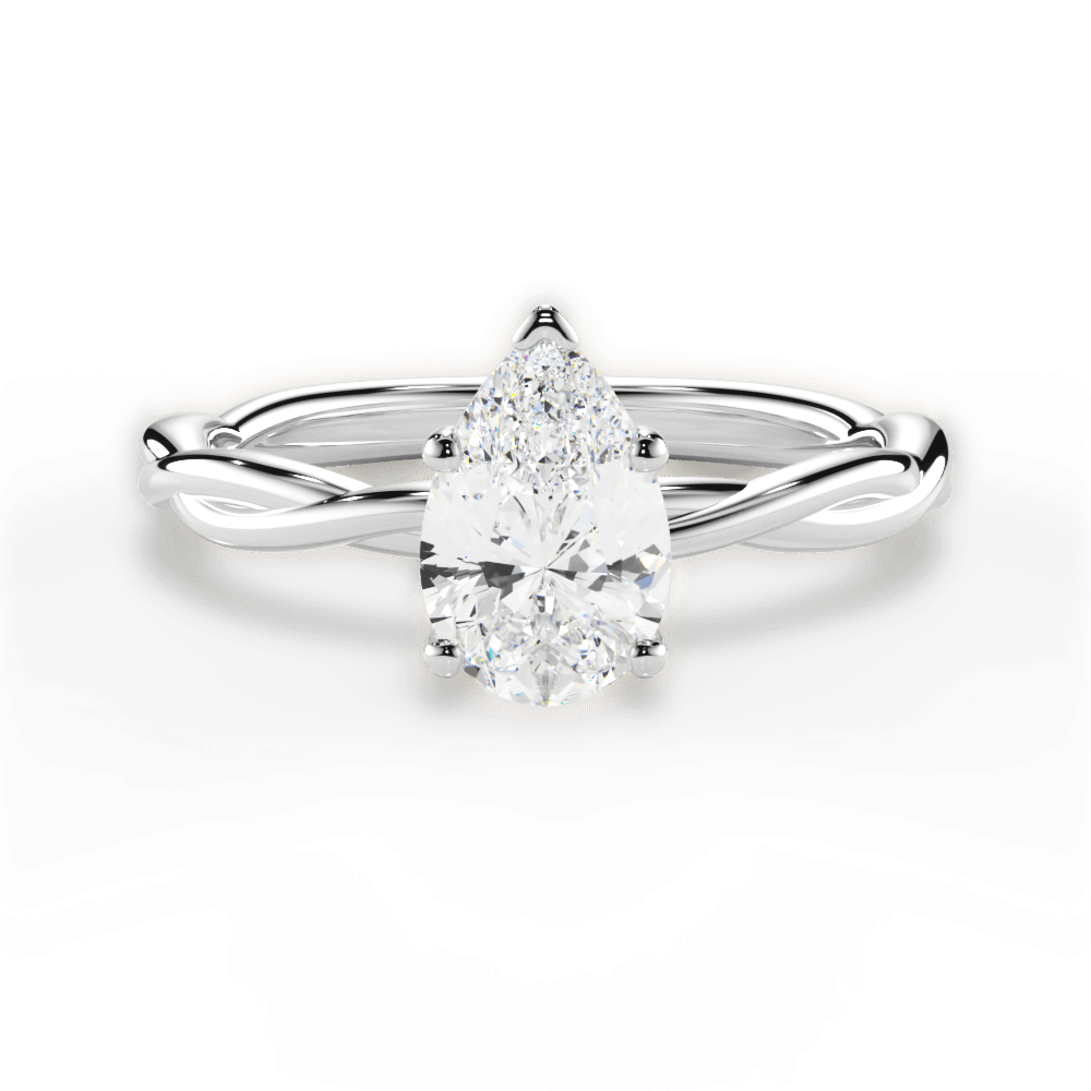 14kt White Gold/18kt White Gold/Platinum/pear/top