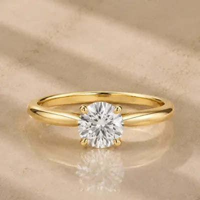 solitaire engagement ring on neutral background